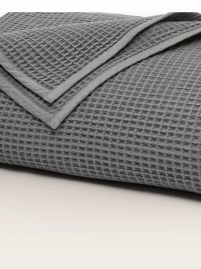 Boll & Branch 100% cotton waffle King size blanket in STONE